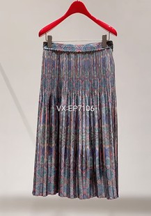 2699 EPKEA3408A 春夏款 高端系列绿色高腰渐变印花双面压褶半身裙