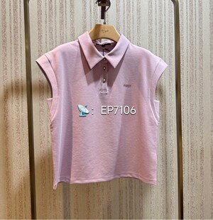 大雅家春夏款紫色学院风POLO领字母烫标宽松无袖T恤衫 HFLEA5466A