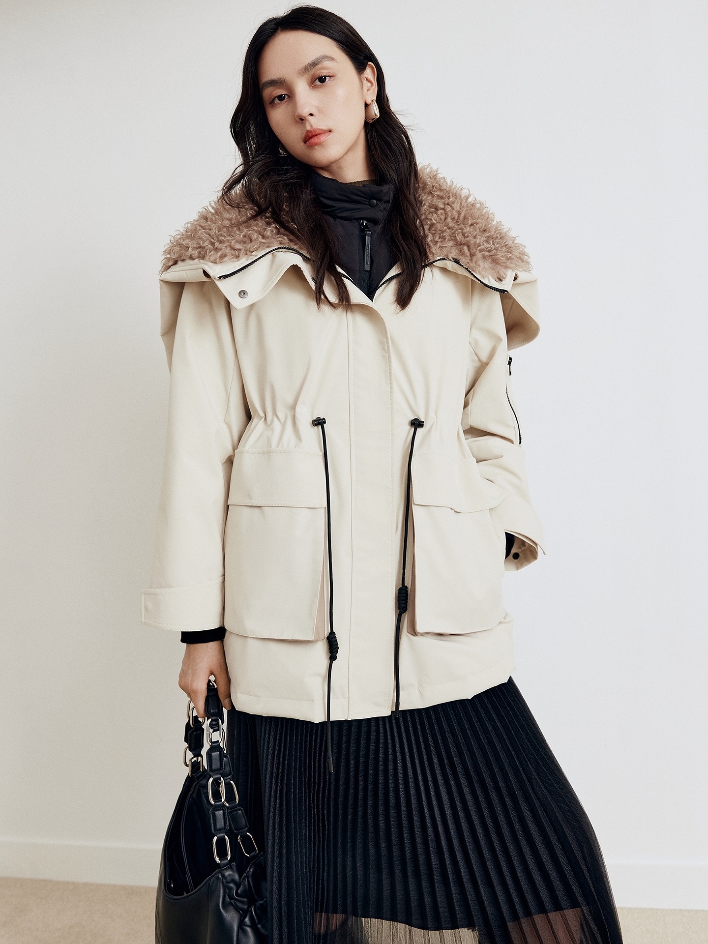 大雅家秋冬款可展开连帽一手长派克羽绒服 HFKIAY925A-6699