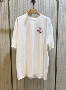 春夏款白色印花宽松纯棉短袖T恤 EGJEC5341A-999