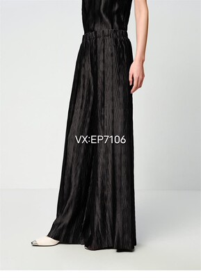 春夏款黑色褶艺高级感宽松直筒裤子 EGKEA6459A-2199