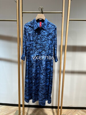 秋冬款高级系列国风新中式丝棉印花收腰连衣裙 EPJAS4332A-5999