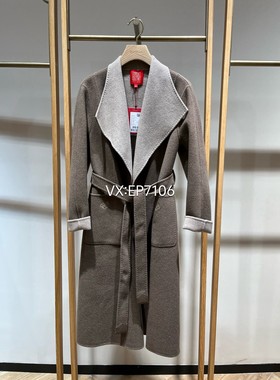 秋冬款高级系列国风翻宽领收腰羊毛羊绒大衣 EPJAG8510A-14999