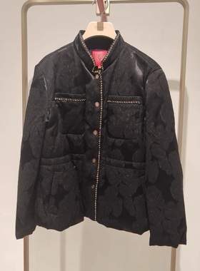 秋冬款高端系列黑色轻薄桑蚕丝鹅绒轻奢羽绒服 EPJISY114A-8999