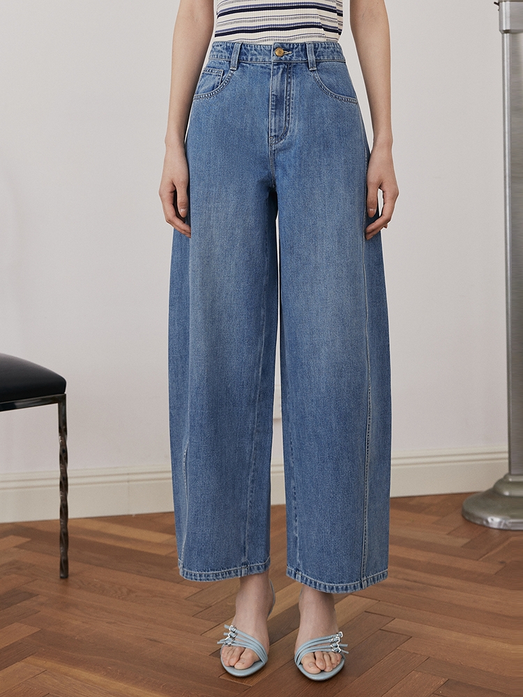 大雅家秋冬款时髦显瘦侧缝大弧度镰刀牛仔裤 HFKADJ682A-1899