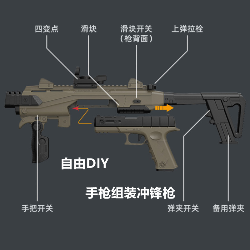 使命召唤模型训练用组装玩具男软弹千变格洛特仿真抛壳彩弹枪