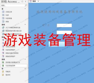 Access作业课程设计数据库宏案例素材 游戏装备管理系统