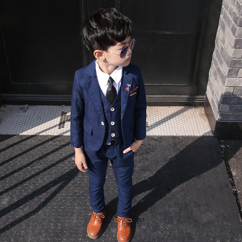 男童西装套装英伦小男孩帅气花童礼服儿童主持人服装春秋西服帅气