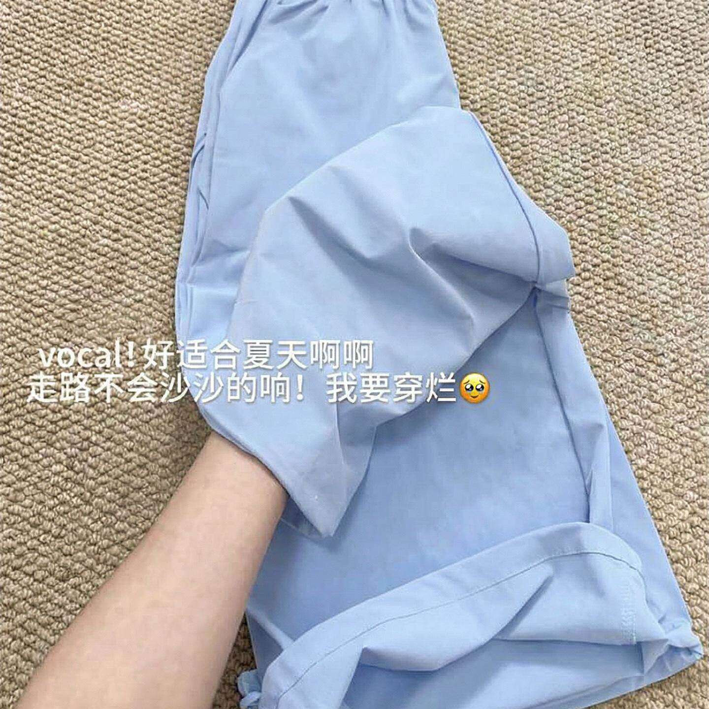 蓝色美式工装裤女款2026新款春夏酷飒风宽松小个子速干显瘦运动裤