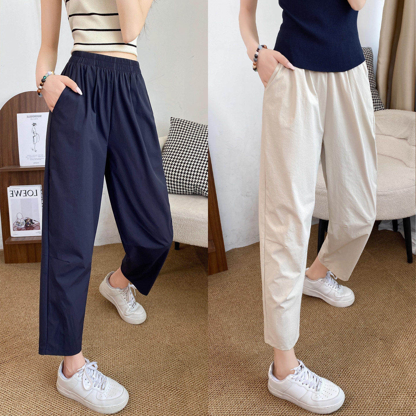 九分裤女夏季薄2026新款冰丝防晒裤休闲宽松哈伦小个子速干运动裤