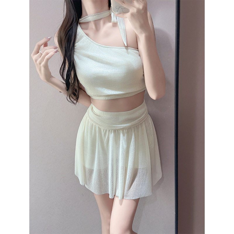 新款女士分体裙式斜肩设计感辣妹性感少女沙滩温泉度假泳衣女批发