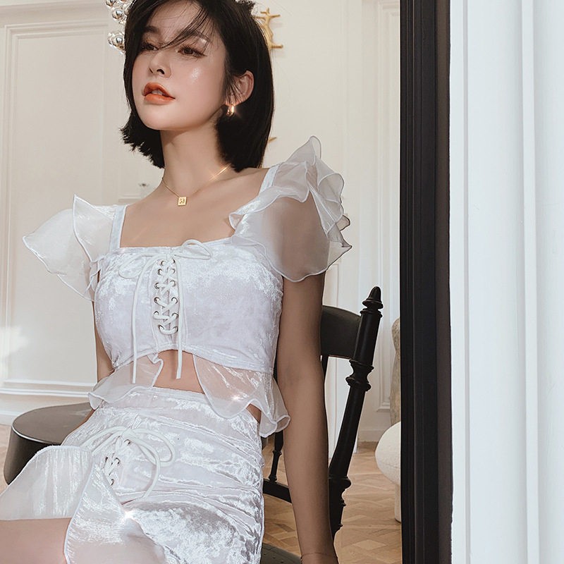 分体裙式小胸聚拢显瘦比基尼