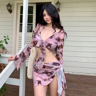 比基尼Bikini分体泳衣女2025新款 纯欲度海边假风泡温泉性感泳装