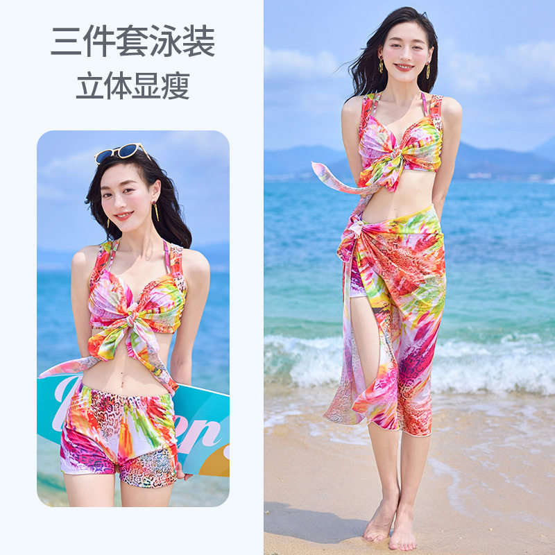 新款女士泳衣分体保守游泳衣度假海边沙滩裙三件套马来西亚风