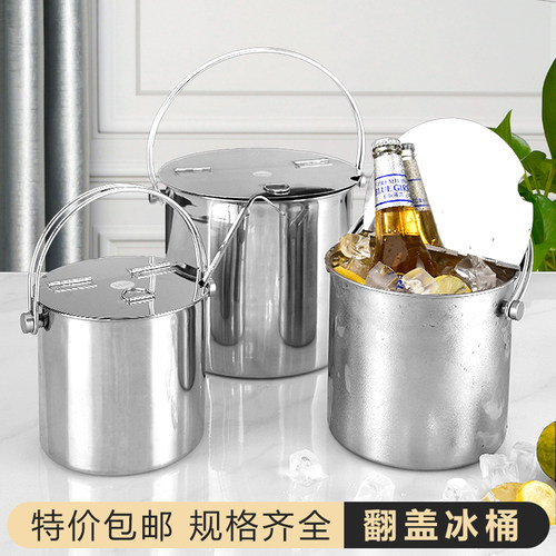 加厚不锈钢翻盖式手提汤桶外出
