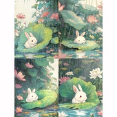 钻石画荷叶兔子钻石绣diy卡通动物马赛克拼图粘贴画学生手工作业