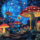 带框钻石画星空蘑菇diy钻石绣卡通马赛克拼图粘贴画手工相框画