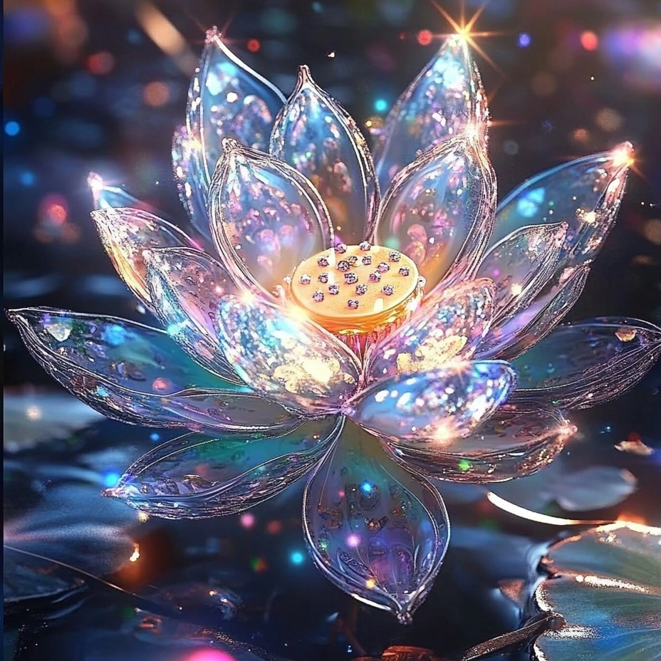 带框钻石画水晶莲花diy钻石绣卡通马赛克拼图粘贴画相框画