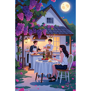 钻石画diy葡萄晚餐数字拼图粘贴点钻画手工家居装 饰画