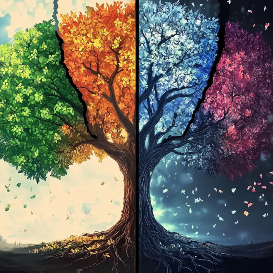 带框钻石画四季树diy钻石绣卡通马赛克拼图粘贴画相框画