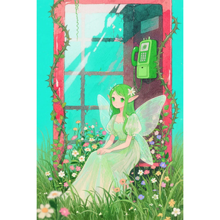 钻石画diy精灵仙子电话亭数字拼图粘贴点钻画手工家居装饰画