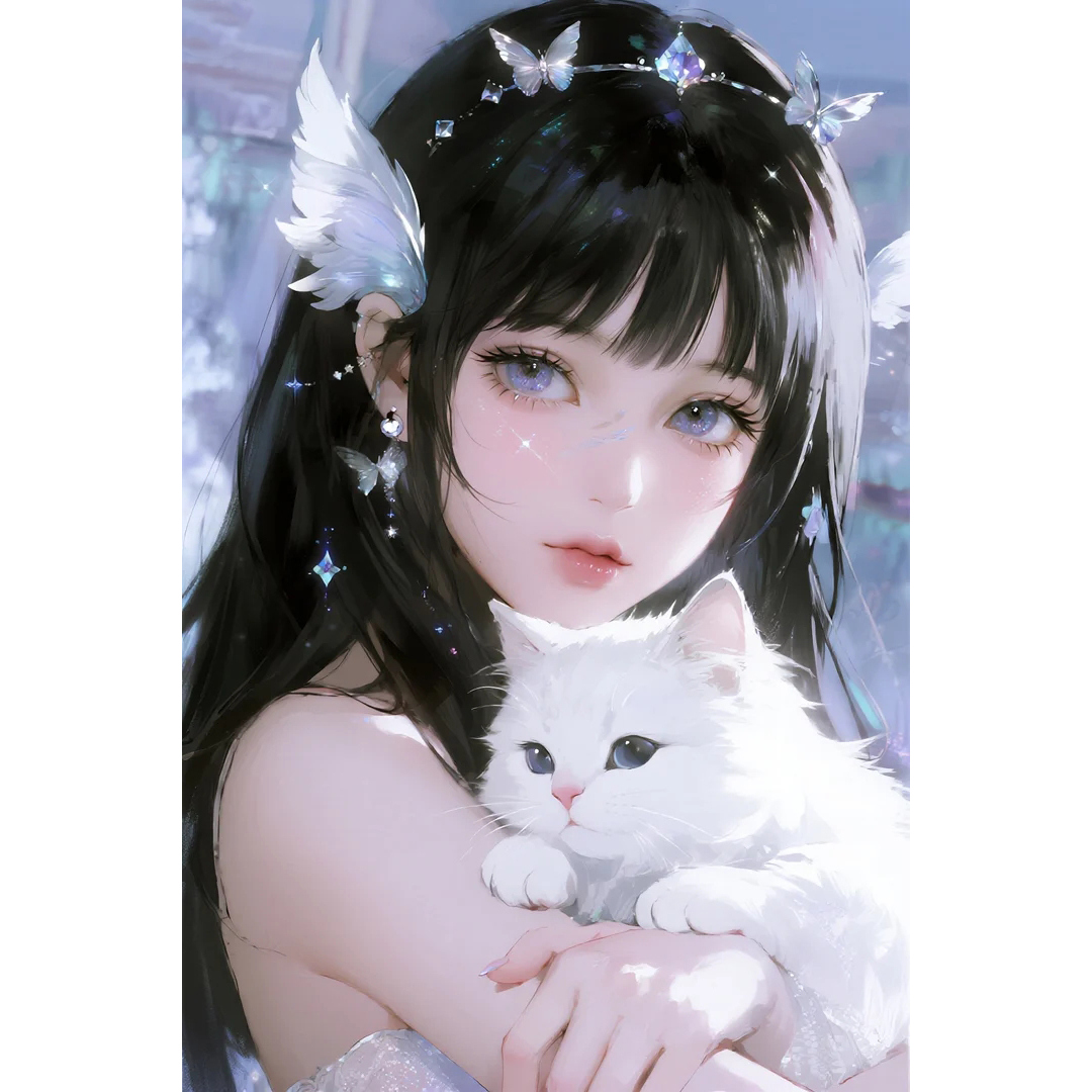 钻石画diy精灵少女数字拼图粘贴点钻画手工家居装饰画