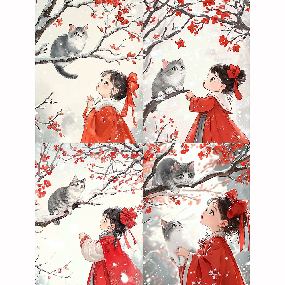 带框钻石画二十四节气小雪钻石绣diy卡通马赛克粘贴画学生手工