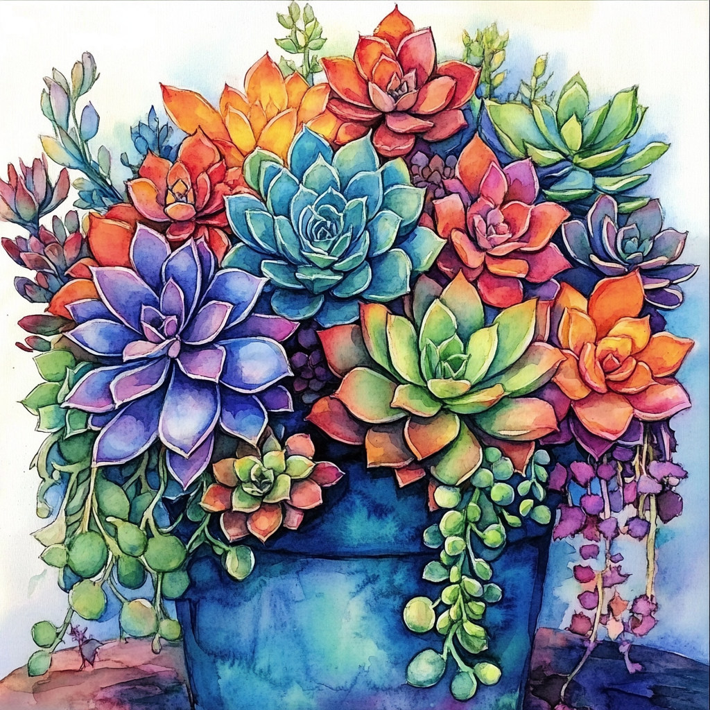 带框钻石画彩色多肉花盆diy卡通马赛克拼图粘贴画学生手工