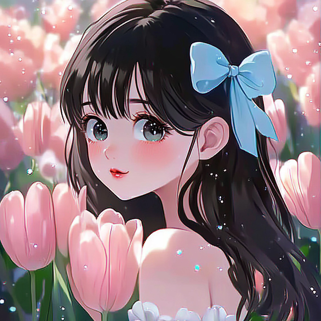 带框钻石画郁金香女孩diy马赛克拼图粘贴画手工满钻相框