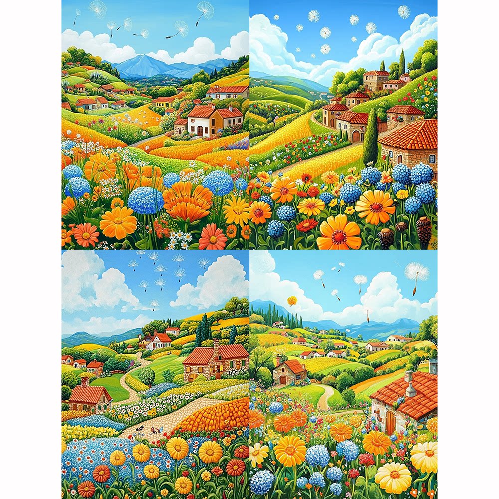 钻石画蒲公英花草山谷钻石绣diy卡通马赛克拼图粘贴画学生手工