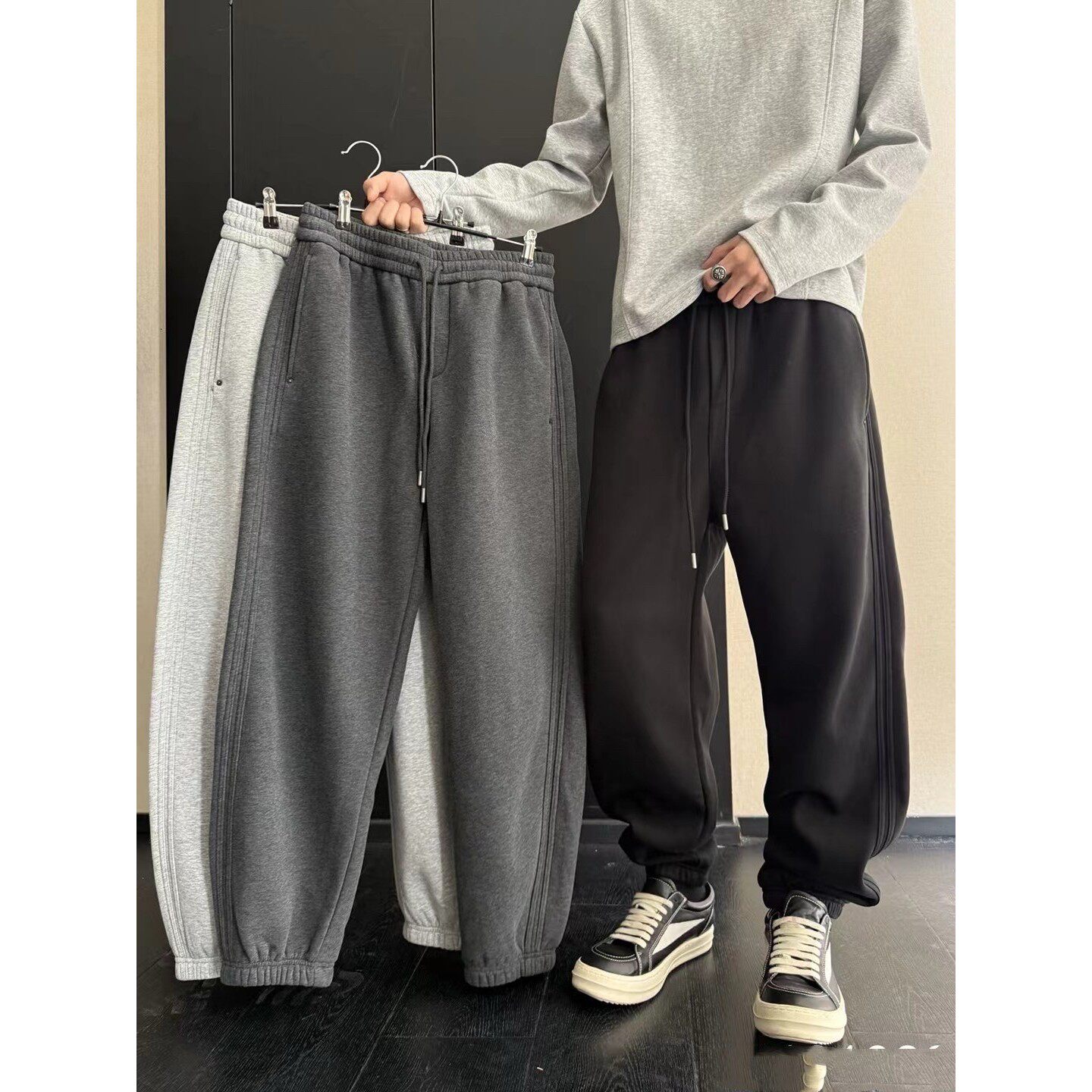 微腾冬季高品质纯色加绒加厚束脚卫裤男士休闲百搭保暖针织运动裤,男装,卫裤,淘宝优惠券,粉丝福利购,淘宝优惠卷