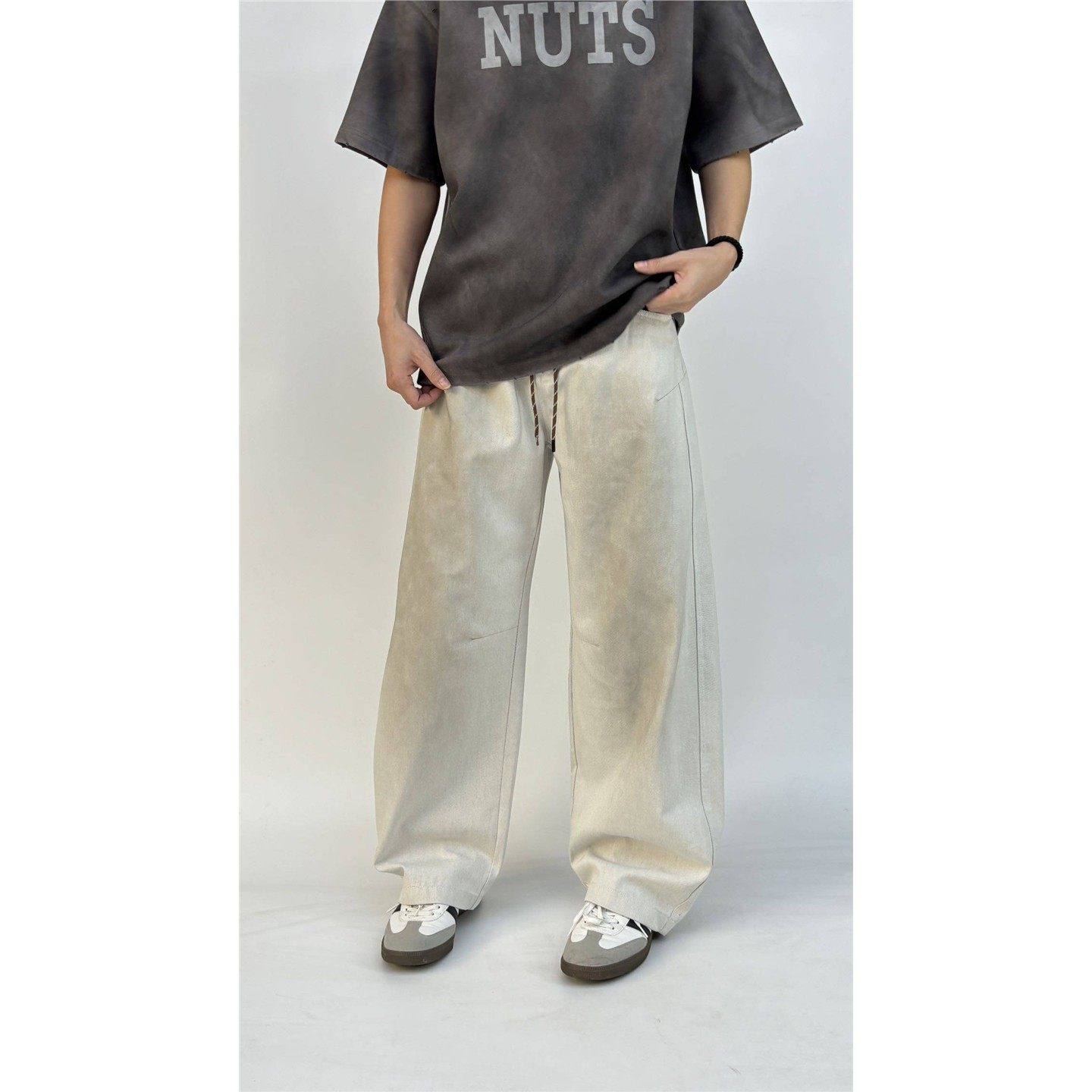 木高春季男重磅复古脏洗做旧直筒休闲裤美式宽松痞帅阔腿通勤长裤,男装,休闲裤,淘宝优惠券,粉丝福利购,淘宝优惠卷