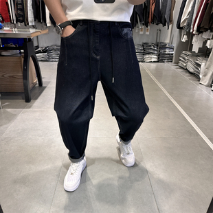 痞帅宽松锥形哈伦显瘦直筒长裤 男美式 高端复古普洗蓝色牛仔裤 春季
