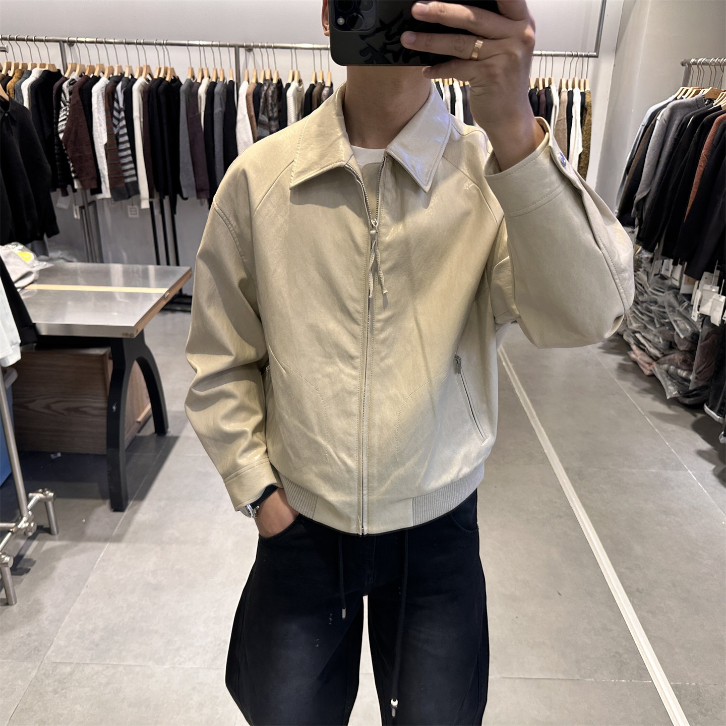 轻奢老钱风复古翻领pu皮夹克男春秋季美式痞帅简约通勤皮衣外套潮,男装,皮衣,淘宝优惠券,粉丝福利购,淘宝优惠卷