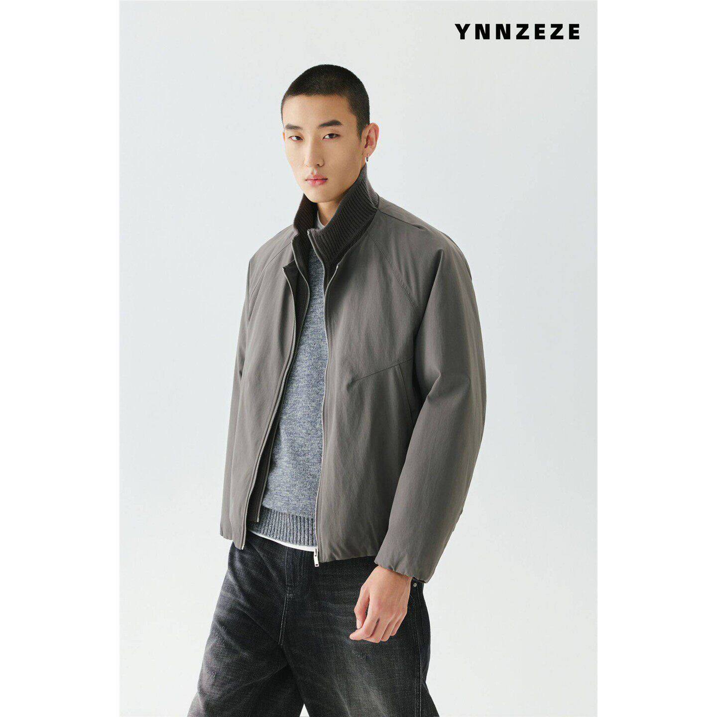 冬季韩版男假两件针织毛线立领羽绒服百搭潮流时尚工装休闲羽绒衣