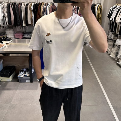 夏季薄款趣味刺绣短袖T恤男