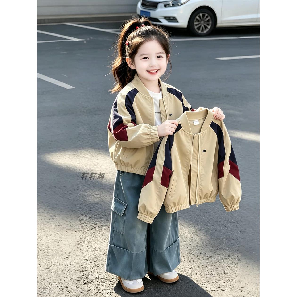女宝立领棒球服外套2026新款春秋季儿童小女孩洋气撞色夹克衫上衣