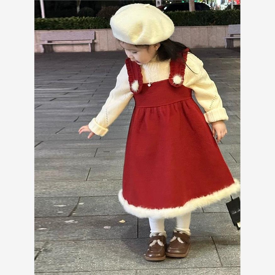 韩国童装女童红色连衣裙2
