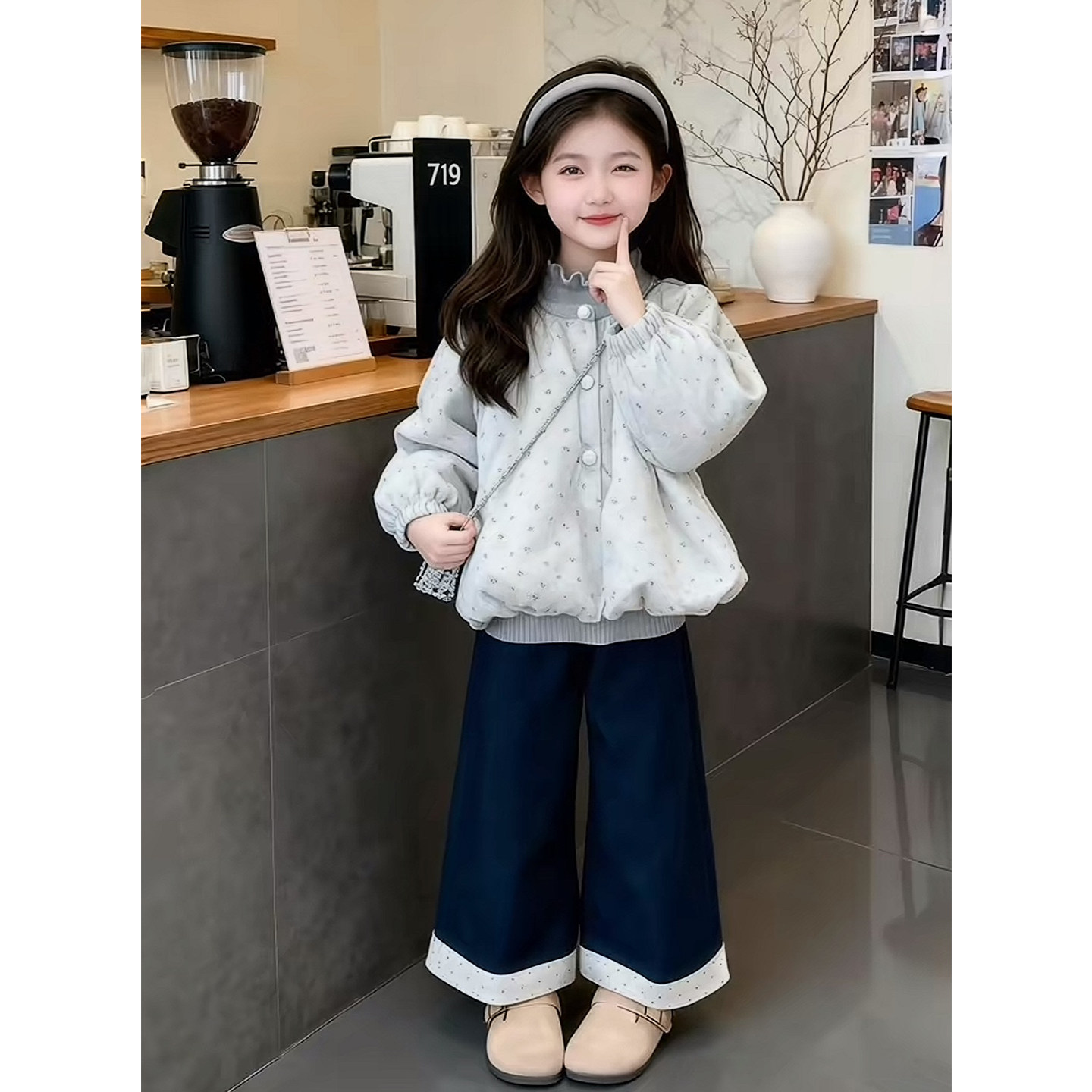韩版女童碎花棉服2025冬季新款儿童宝宝洋气时尚加厚保暖圆领外套