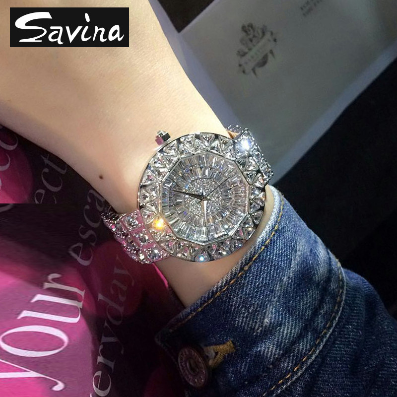 savina满天星时尚百搭防水大表盘女手表 日本机芯女士石英表新款