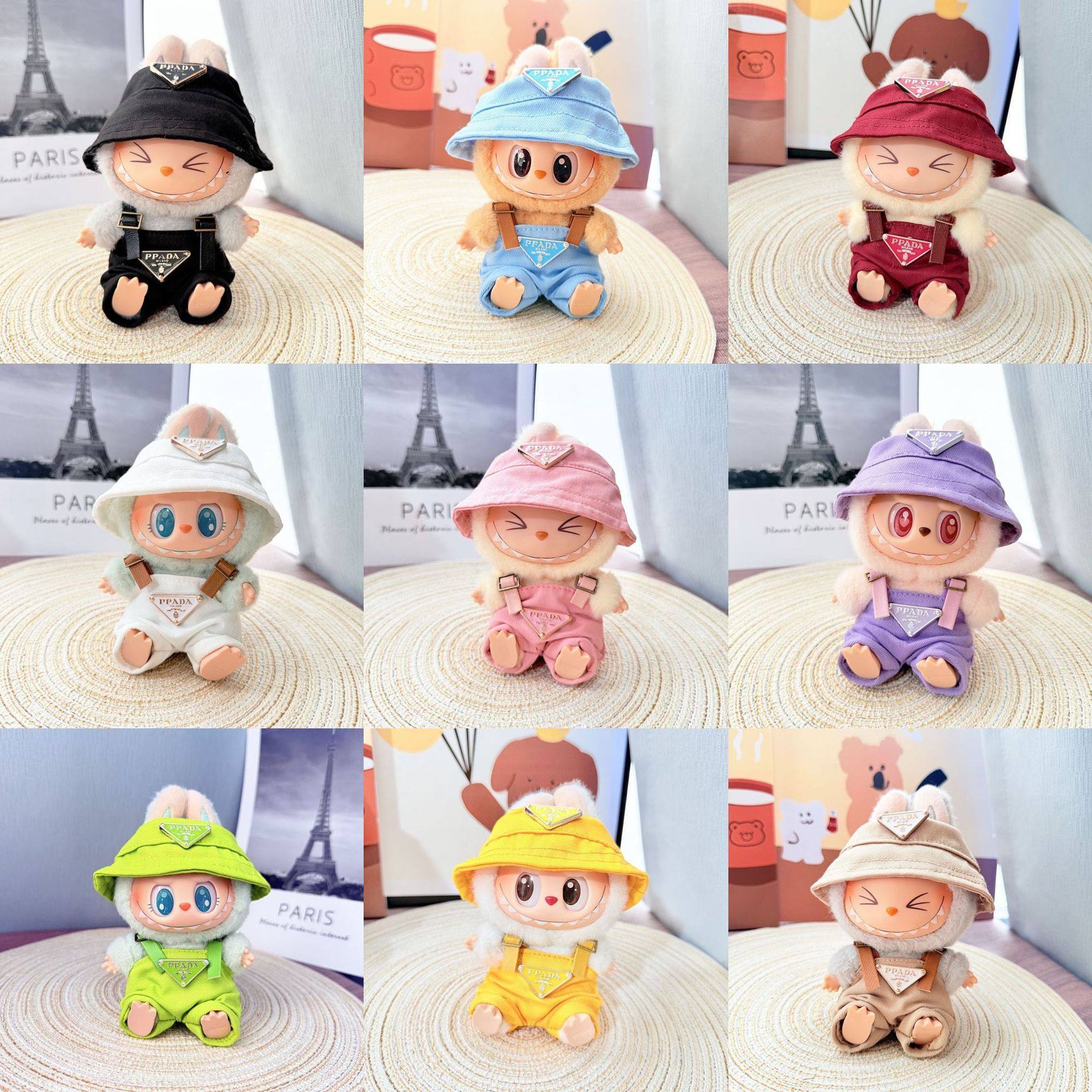 仅衣服] 一二代钥匙扣Labubu衣服挂件拉布布娃衣倒三角背带裤帽子,模玩/动漫/周边/娃圈三坑/桌游,潮玩娃衣,淘宝优惠券,粉丝福利购,淘宝优惠卷