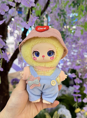 仅售娃衣】16cm莉拉LUKY CAT挂件玩偶着替毛绒娃衣星星浅蓝背带裤