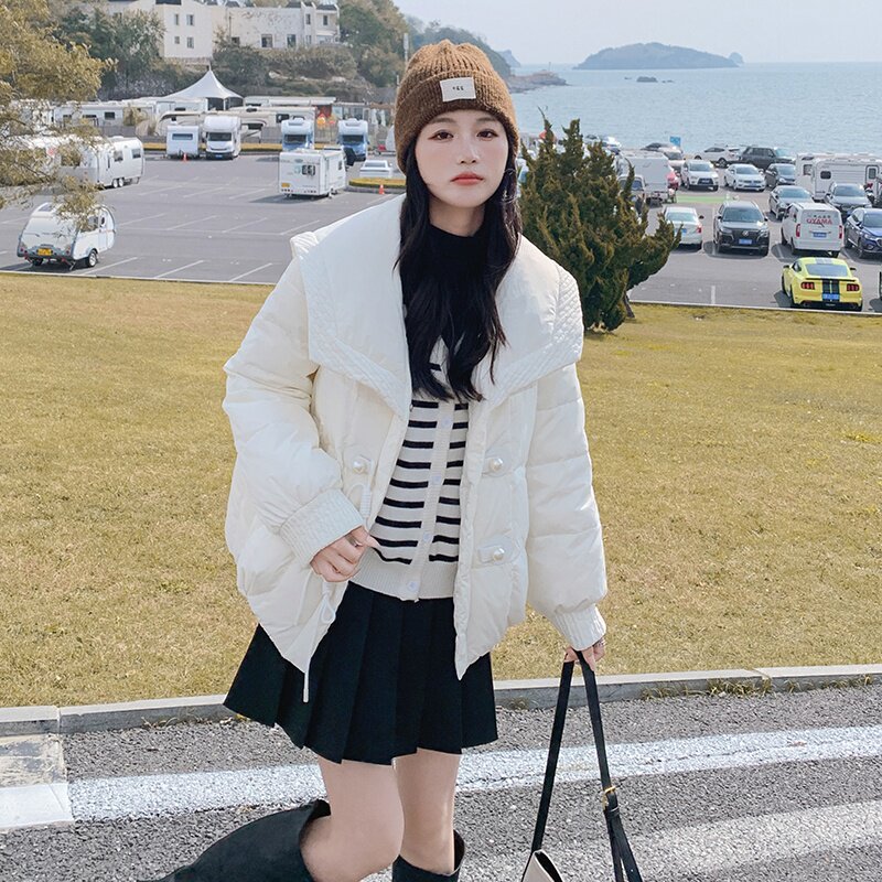 【现货】海军领短款白鸭绒羽绒服235-9937-P235-控358,女装羽绒服,金十上