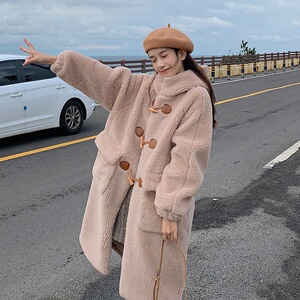 现货 长款羊羔毛牛角扣加厚外套 浙宝235-Y561 P195控288图片