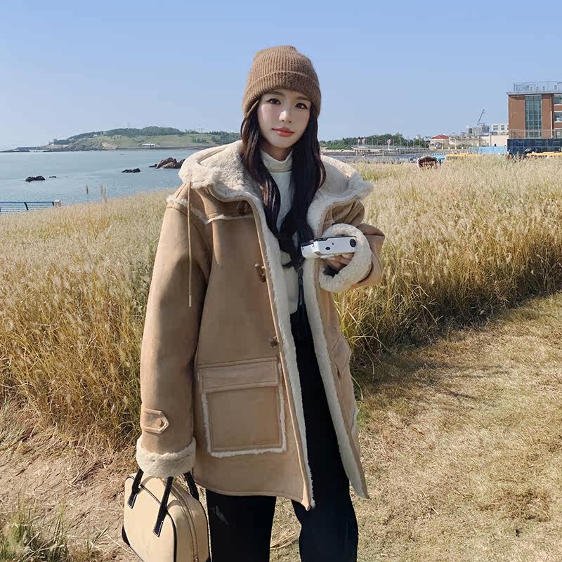 【现货】皮毛一体加厚羊羔毛235-352-P185-控278,女装毛呢外套,金十上