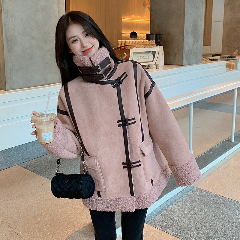 【现货】皮毛一体立领加厚外套235-9935-P185-控268,女装短外套,金十上