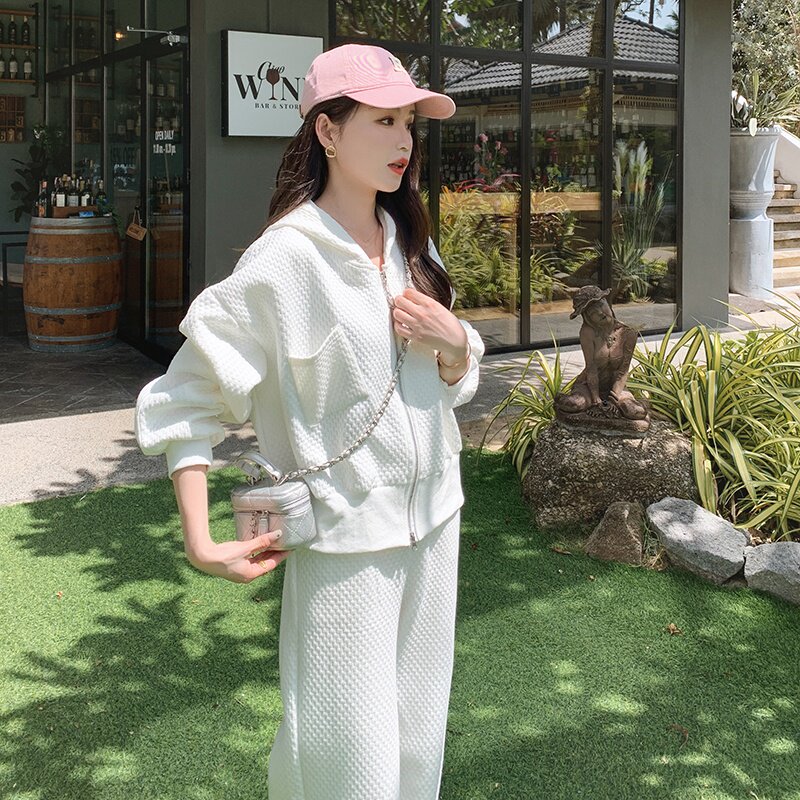 网红炸街时尚卫衣套装女2025春季新款连帽上衣运动服小香风两件套,女装皮草,金十上