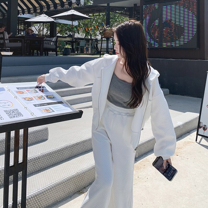 网红炸街时尚卫衣套装女2025春季新款连帽上衣运动服小香风两件套,女装皮草,金十上