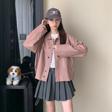 新款现货简约翻领单排扣短外套皮衣235-328-P145-198，女装短外套，金十上