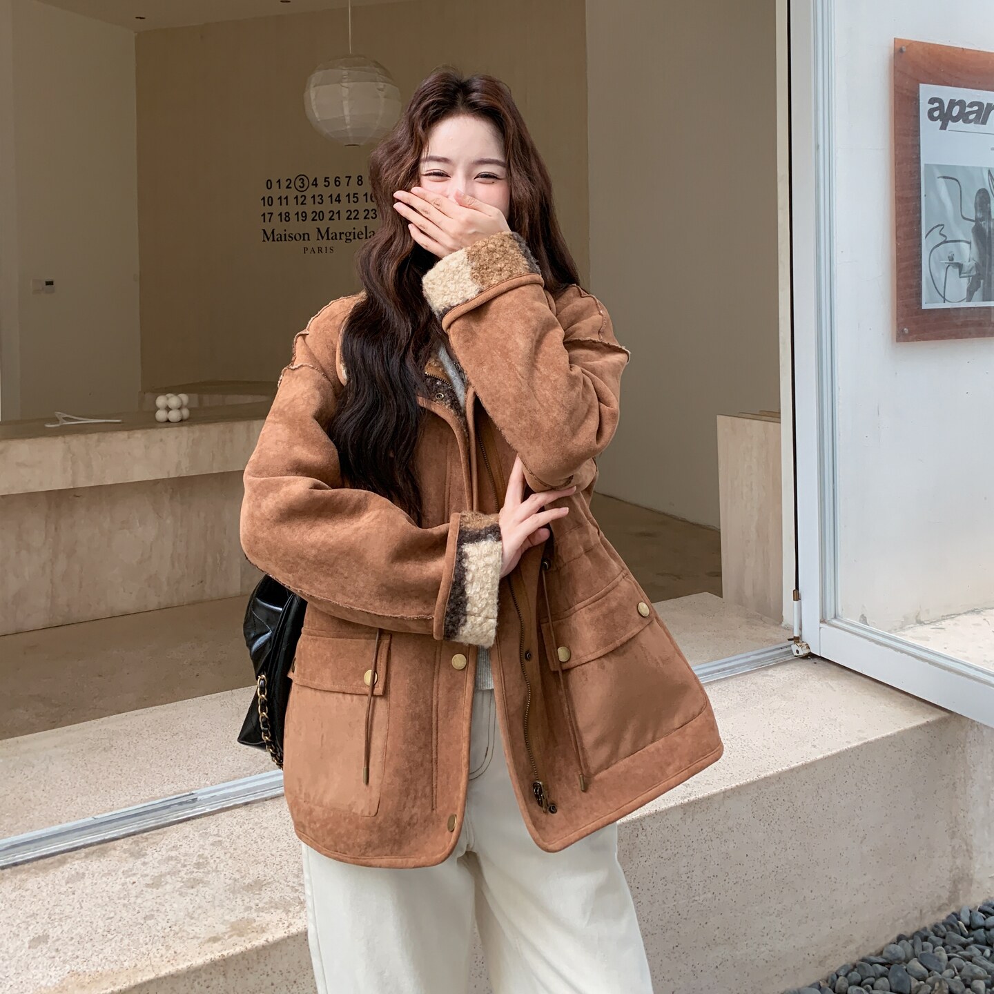 现货新款两面穿美拉德皮毛一体羊羔毛外套235-2553-P185-控278,女装毛呢外套,金十上
